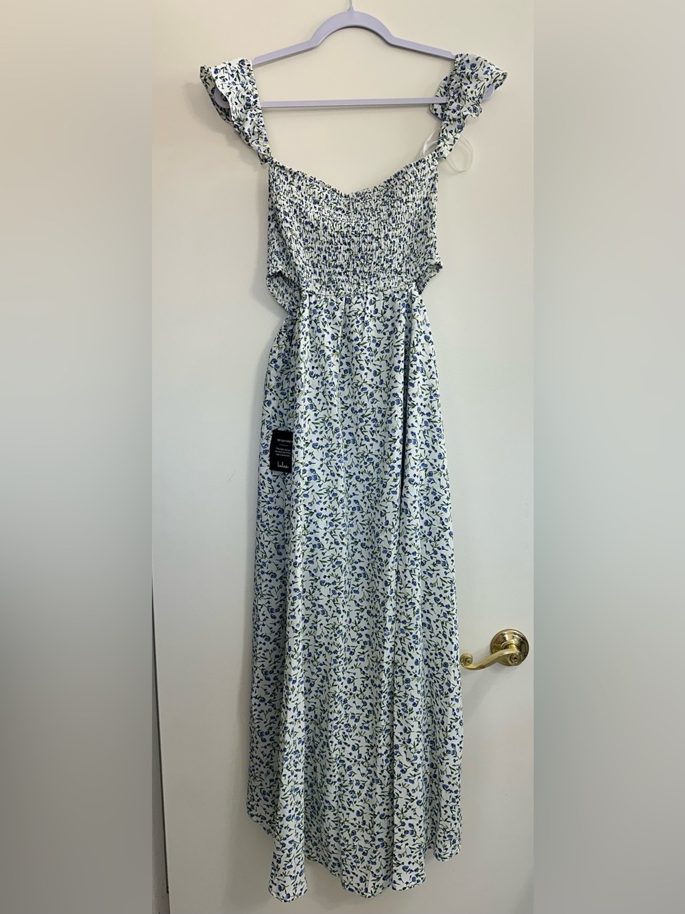 Lulus | Easy On The Eyes White Floral Off-the-Shoulder Maxi Dress Size L - Picture 3 of 4